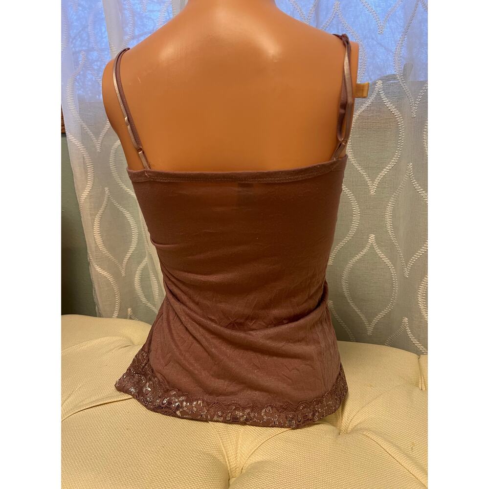 Vanity Y2K Purple Spaghetti Strap Glitter Lace Trim Vintage Camisole Bedazzled - Picture 5 of 10